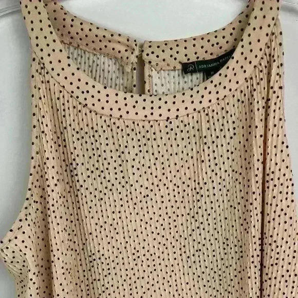 Adrianna Papell NWT pleated Top in Champagne/Blush Small blk polka dots Medium - Picture 8 of 12